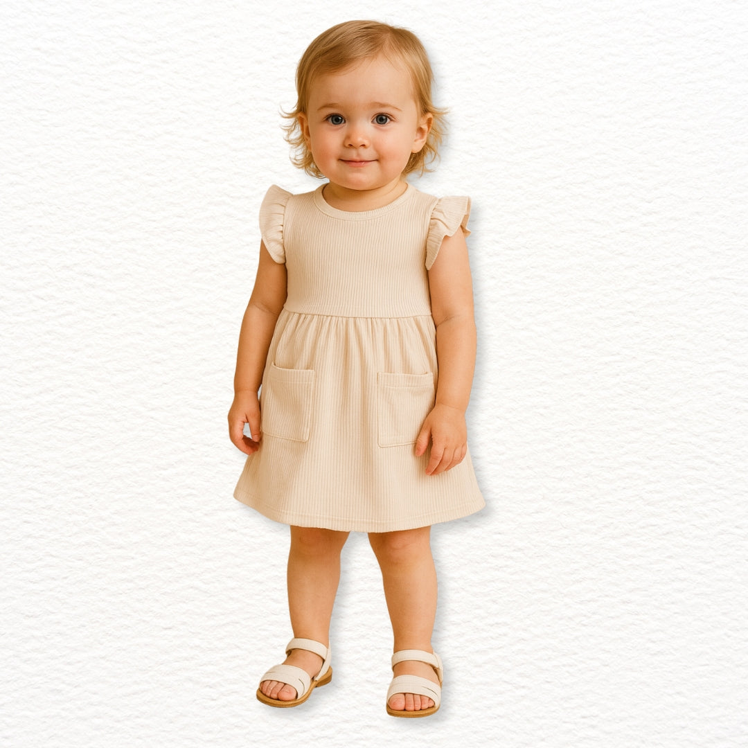 Vestido con Vuelos | Crema