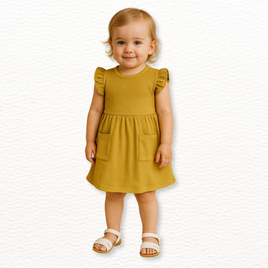 Vestido con Vuelos | Mostaza