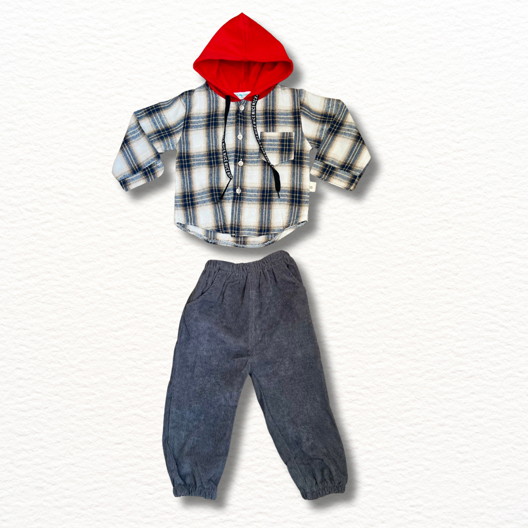 Conjunto Niño Camisa | Gris-Rojo